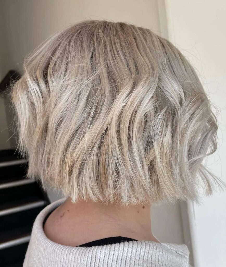 Platinum Perfection: Layered Bob with Blunt Ends