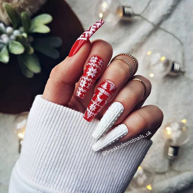 Winter Nail Designs | Cozy Knit Christmas Sweater Nails for a Festive Feel