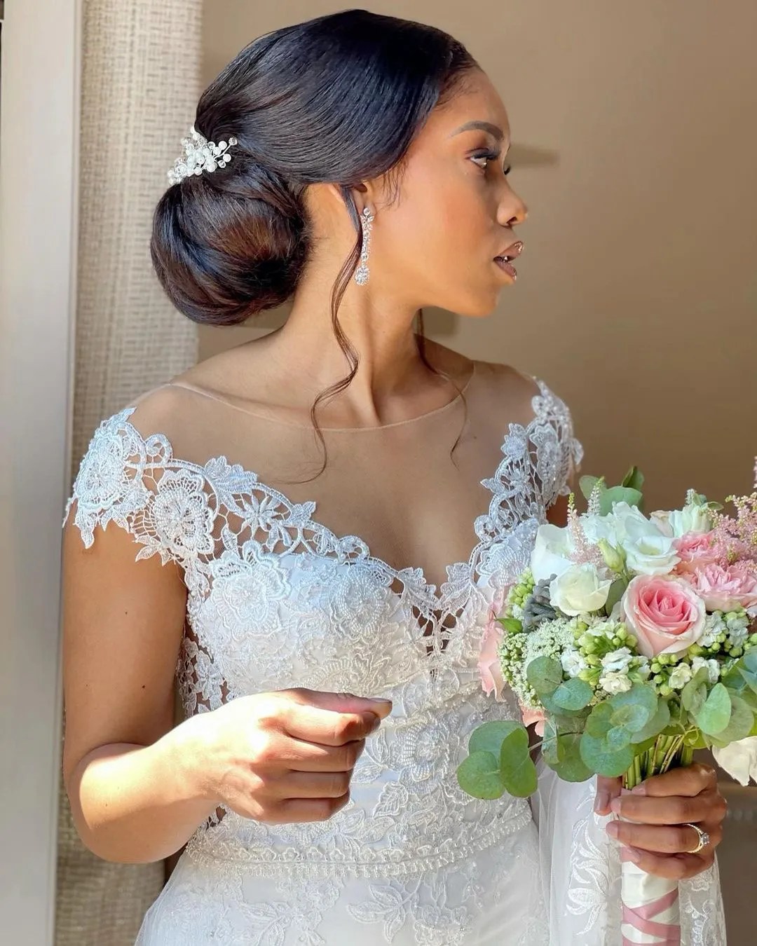 black women wedding hairstyles chignon elegant charishair