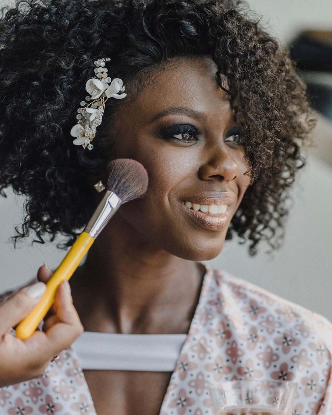 black women wedding hairstyles curls with side clip updos.by.jocelyn