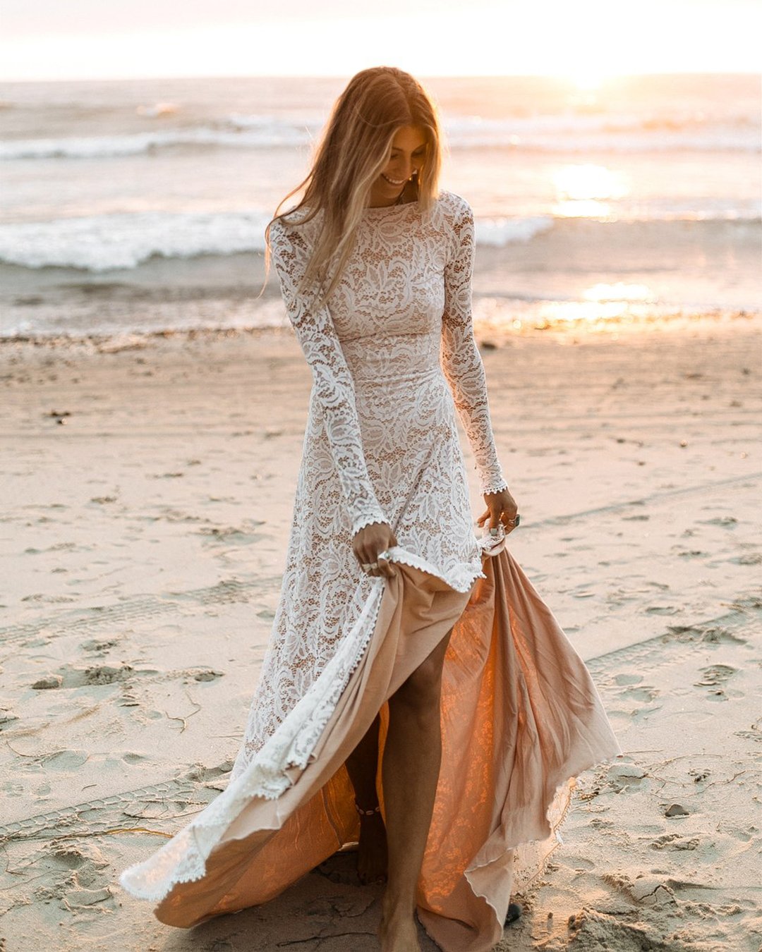 fall wedding dresses with long sleeves lace bohemian wearyourlovexo