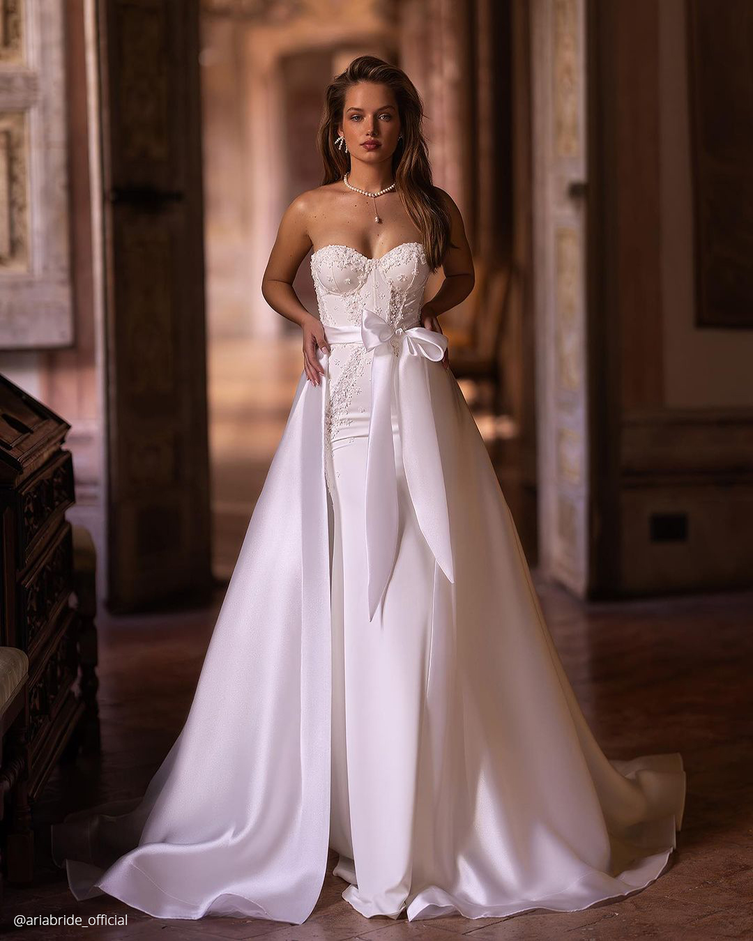 a line wedding dresses sweetheart neckline with overskirt ariabride