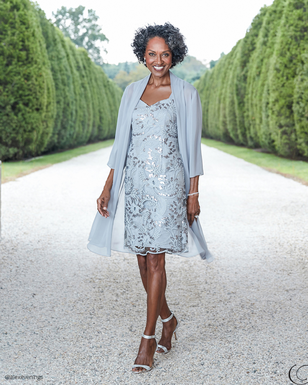 mother of the bride dresses blue lace short with cape alexevenings