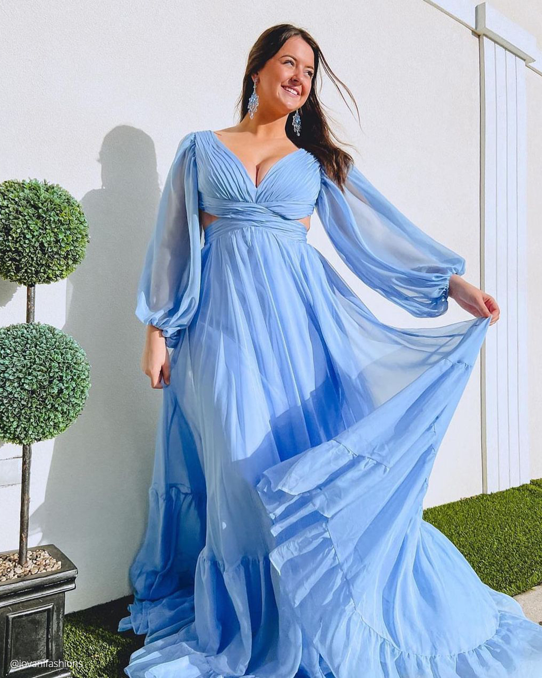 mother of the bride dresses blue simple with long sleeves jovanifashions