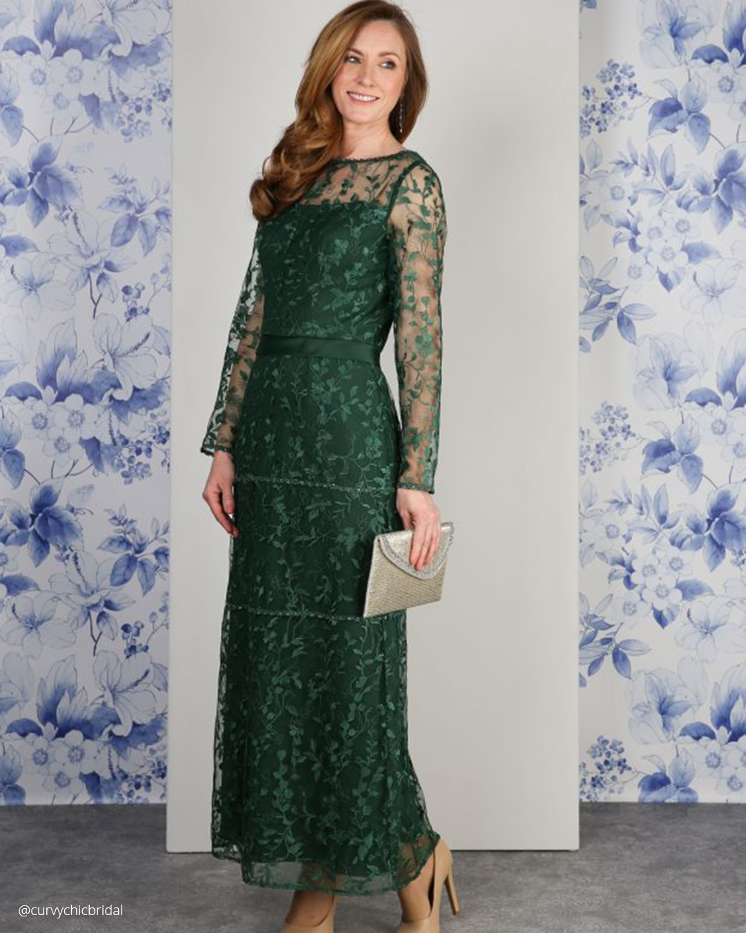 mother of the bride dresses green lace with long illusion sleeves curvychicbrida