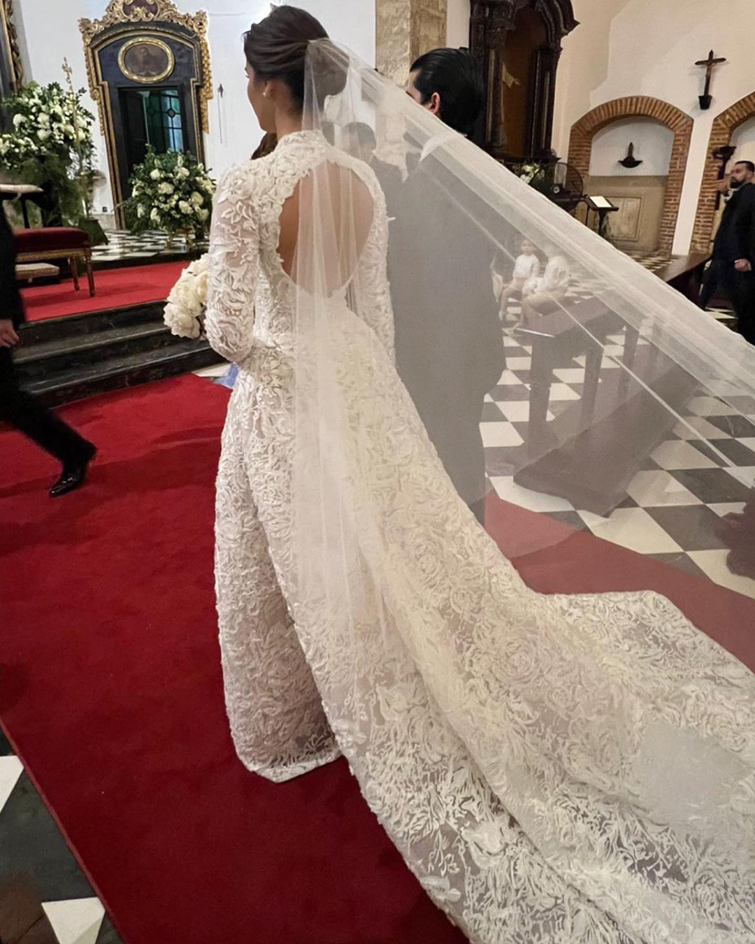 a line wedding dresses lace floral open back with long sleeves monique lhuiller