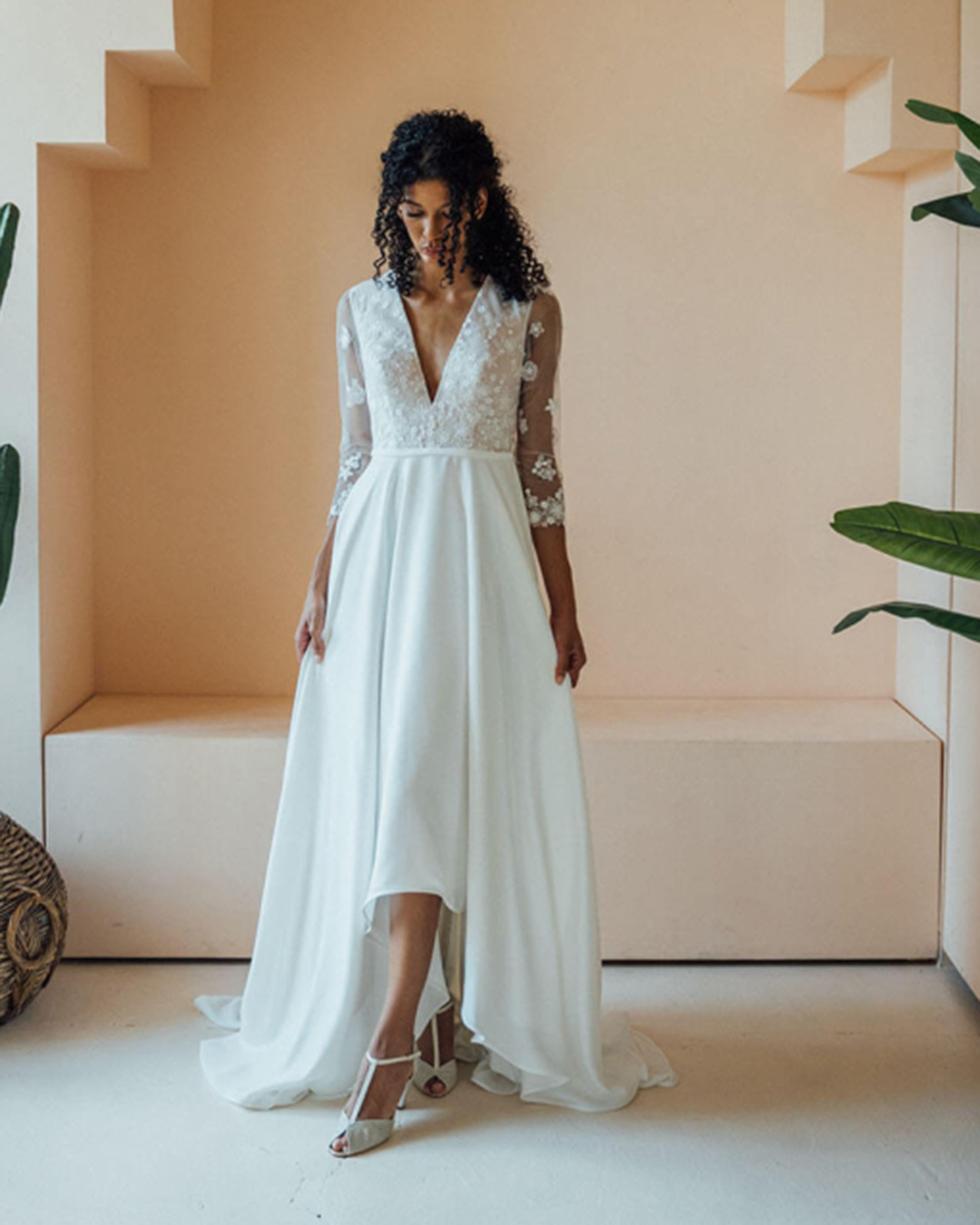 high low wedding dresses country with sleeves rustic nadiamanzato