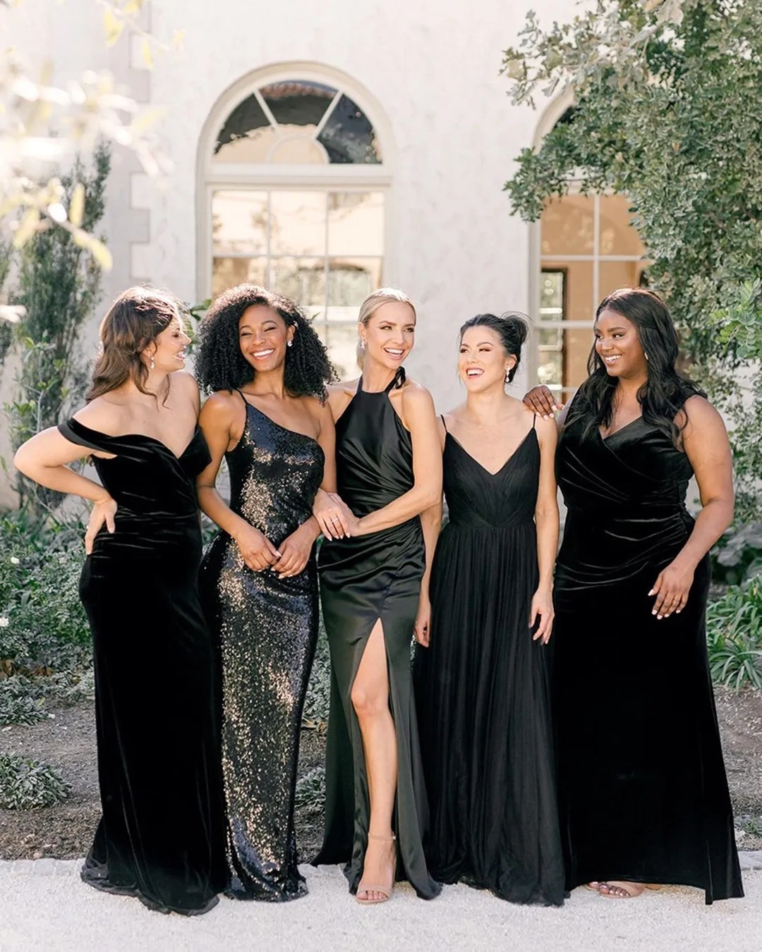 wedding black bridesmaid dresses long sequins velvet chiffon shoprevelry