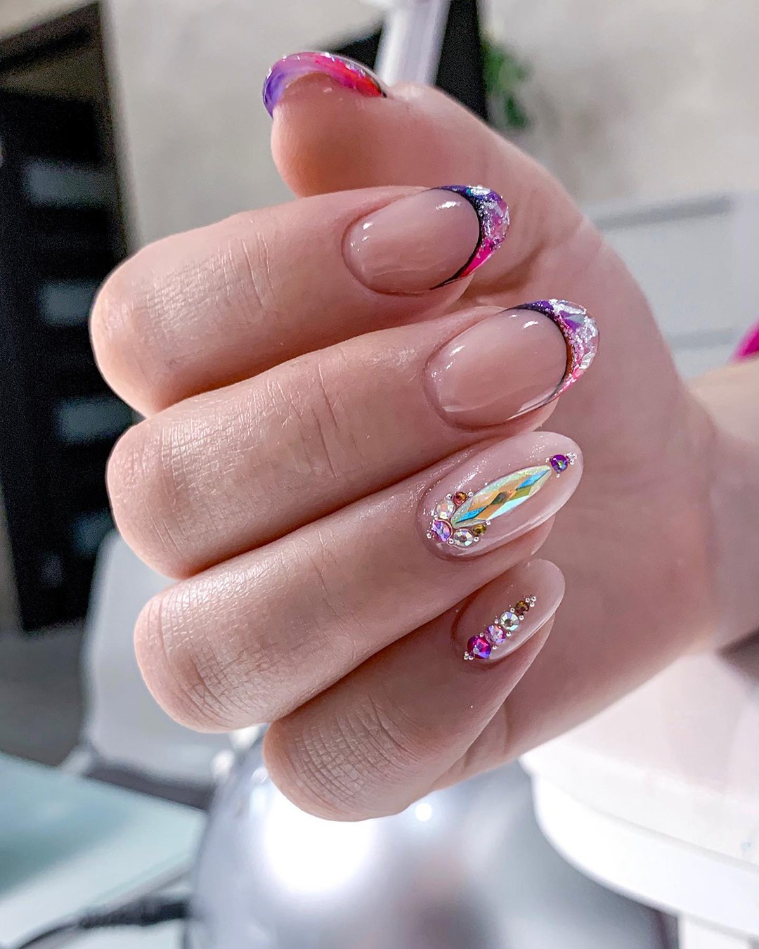 wedding nails design bright with rhinestones juli.magic