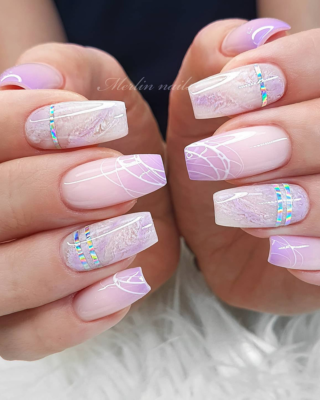 pink and white nails wedding ombre merlin_nails