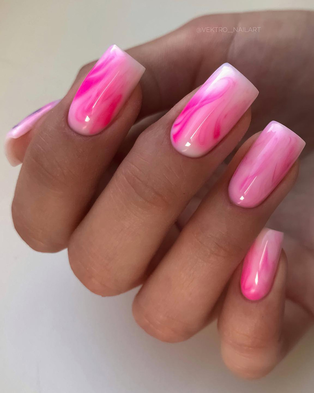 pink and white nails hot abstract in two colors vektro__nailart
