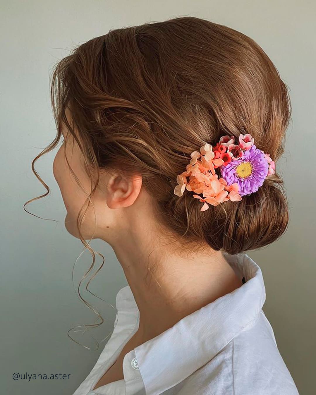 rustic wedding hairstyles for bridesmaid updo with flower ulyana.aster