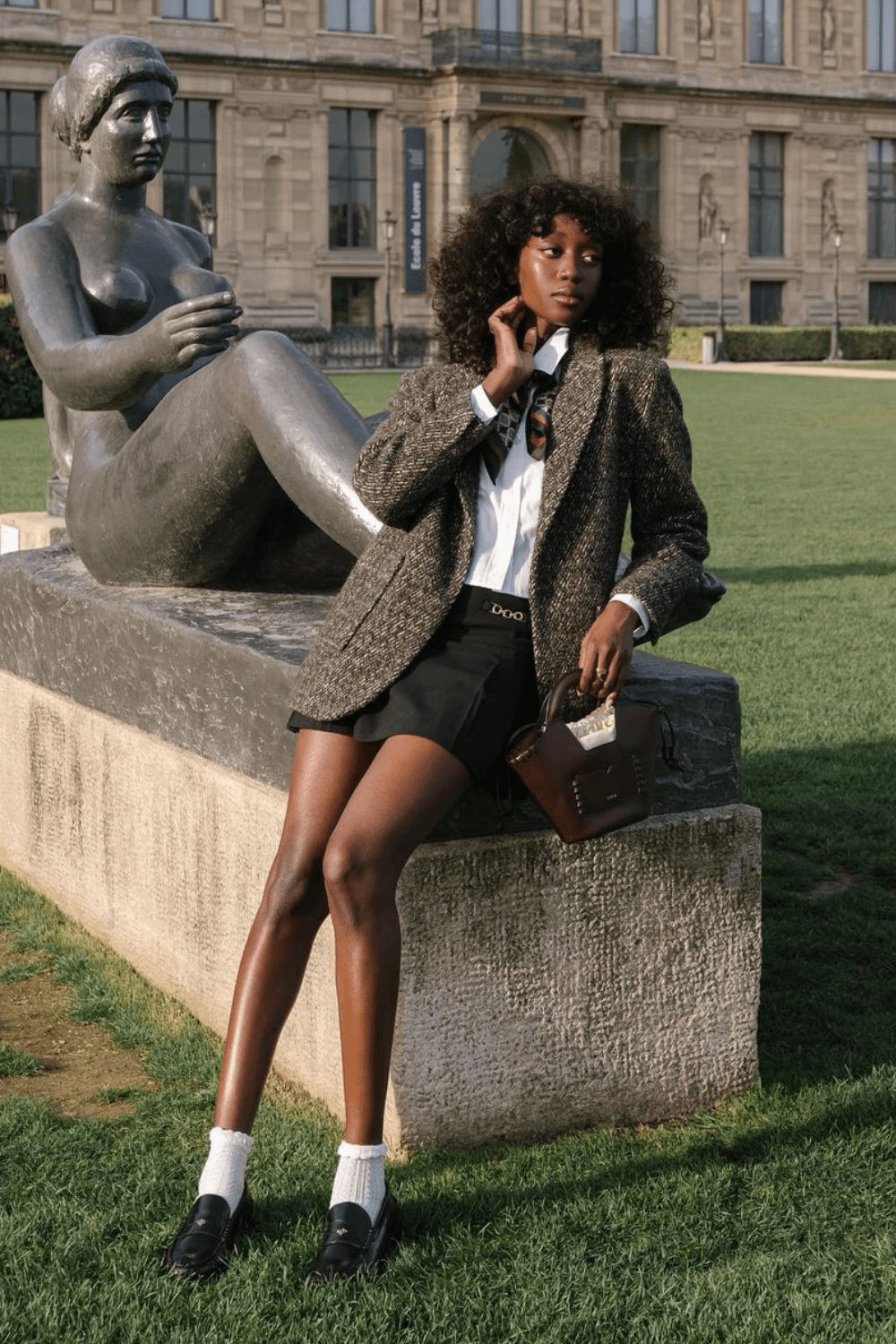 Polished in Plaid: Tweed Blazer & Mini Skirt Combo