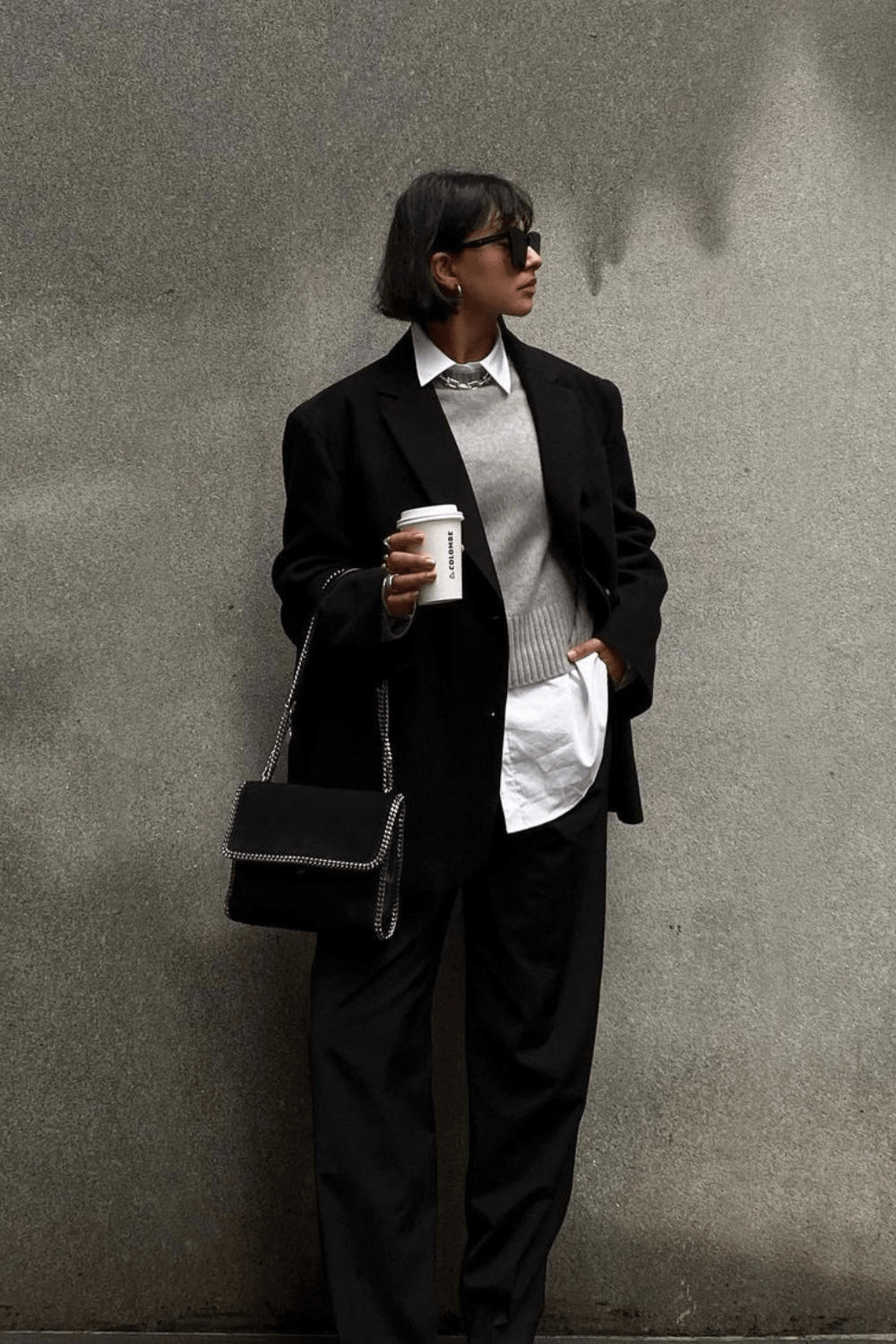 Retro Inspiration: Black Blazer & Grey Sweater Combo