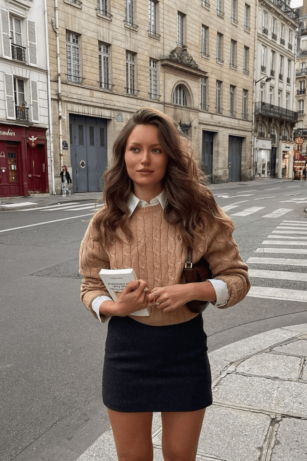 Weekend Ready: Beige Sweater & Mini Skirt Pairing