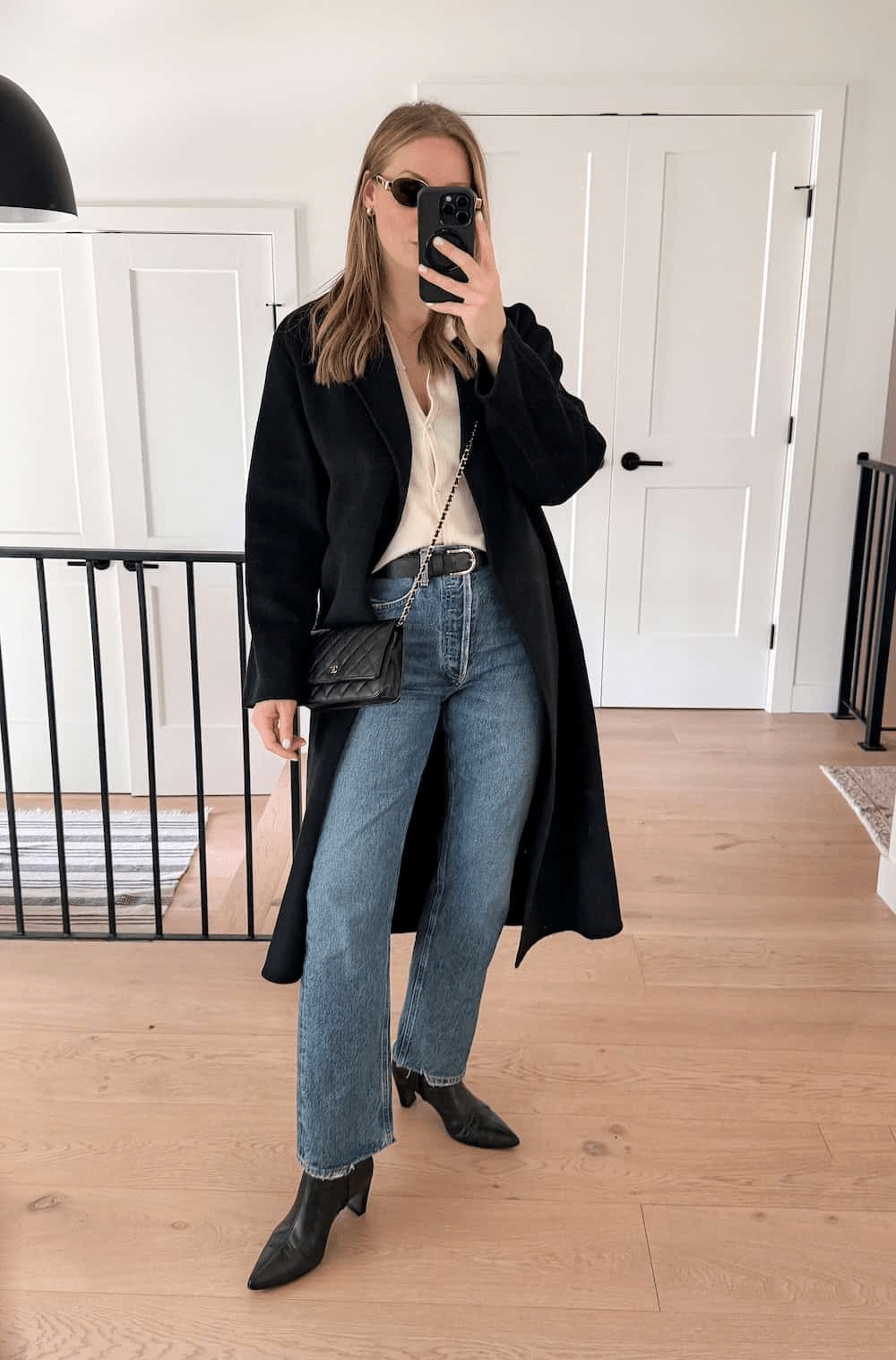 Wool Coat with Dark Denim