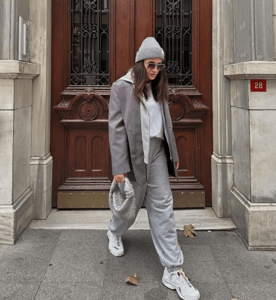 Cozy Sweatpants & Chic Blazer Fusion