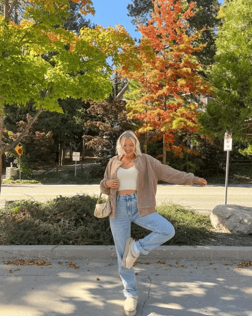 Fun Crop Top with a Cozy Teddy Jacket