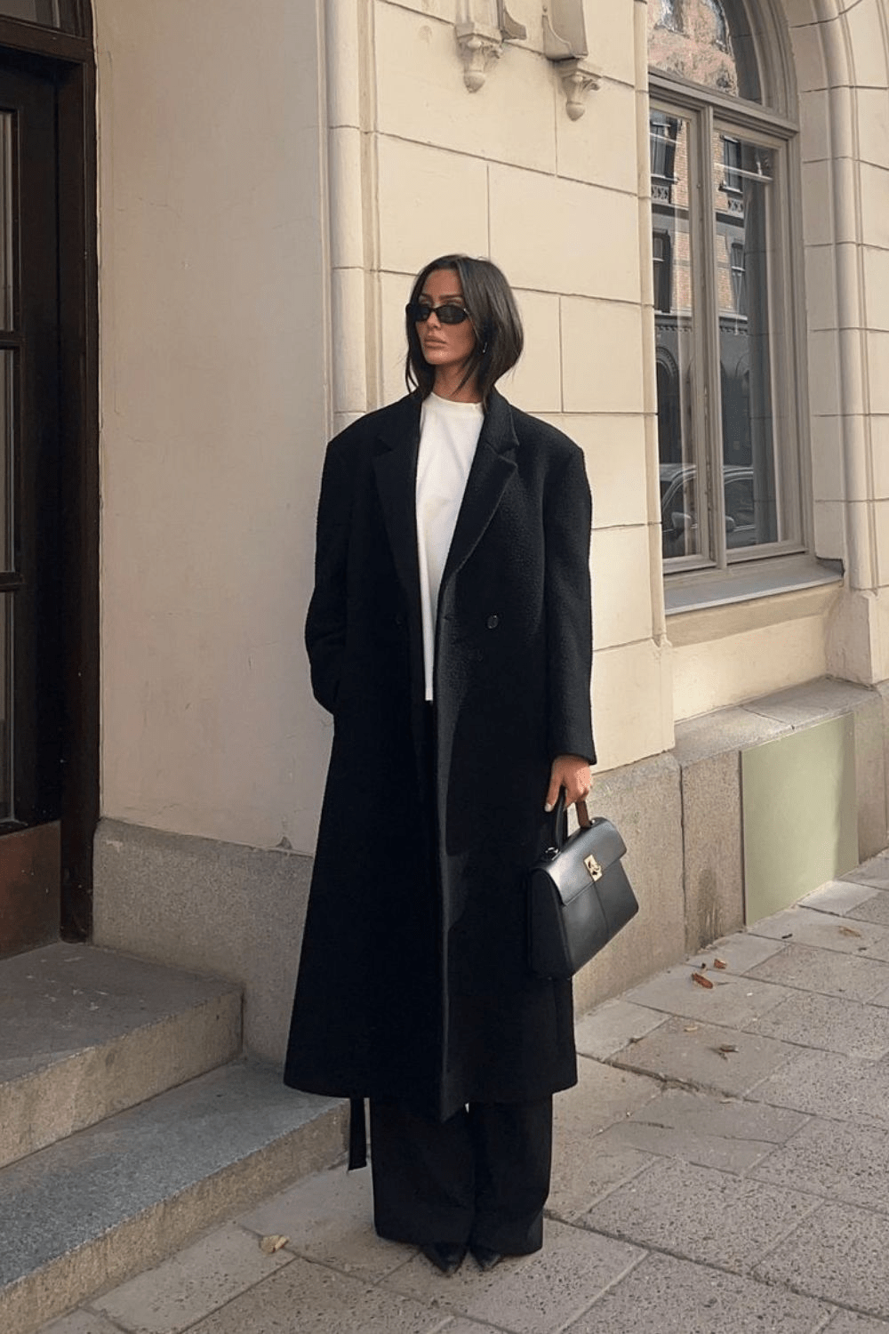 Long Coat and Wide-Leg Trousers