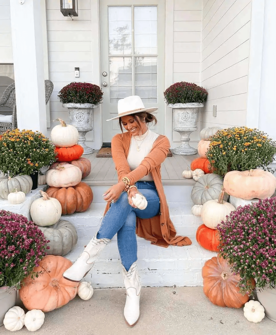 Jeans, White Top & Cardigan