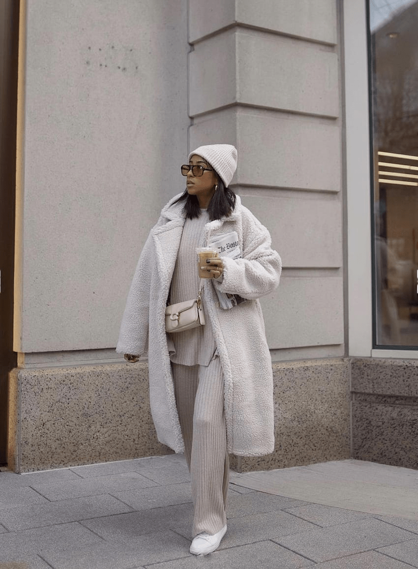 Matching Knit Set, Teddy Coat + Beanie