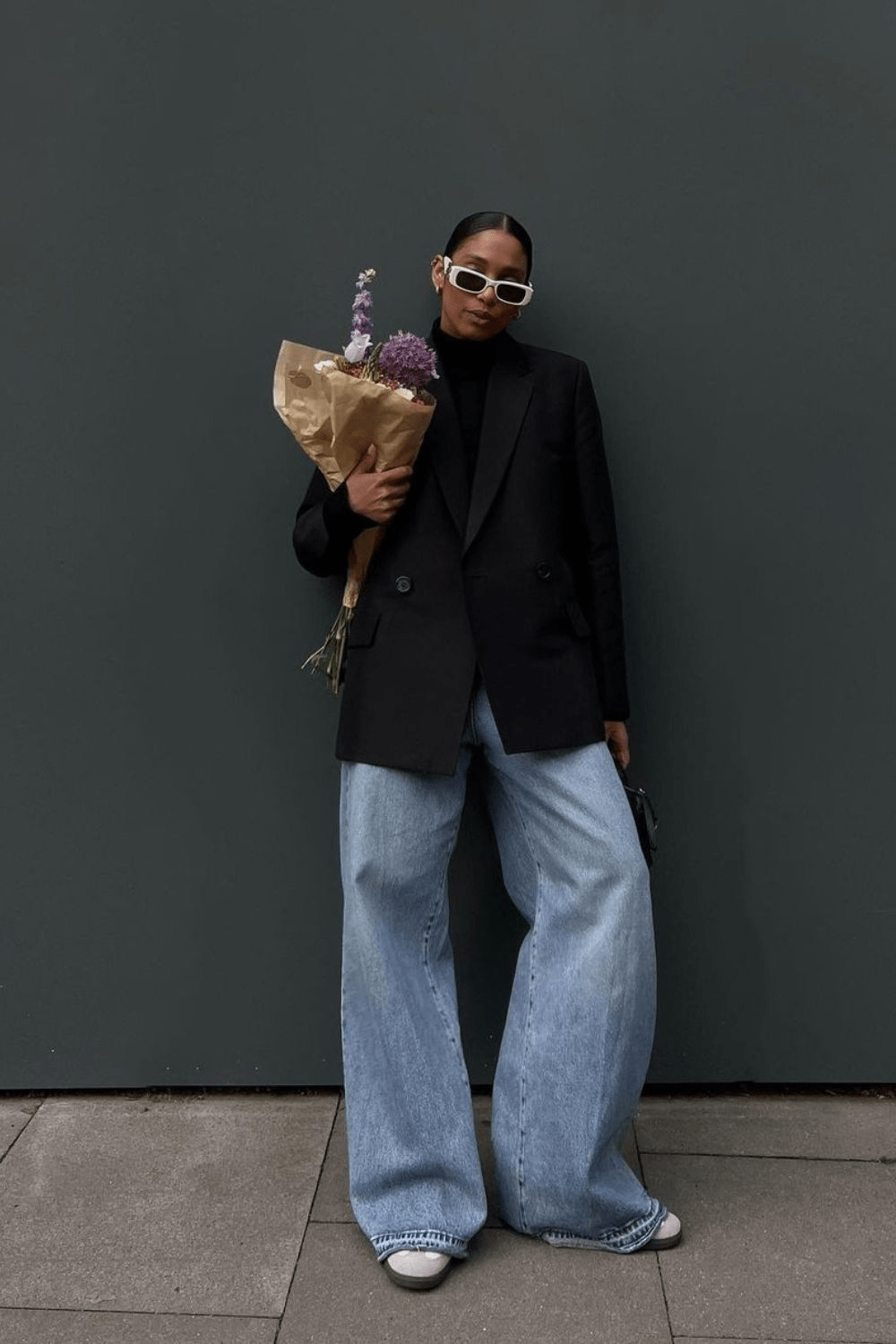 Blazer and Wide-Leg Jeans