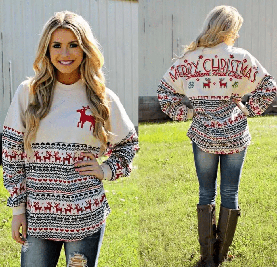 Simple Holiday Style with Distressed Jeans