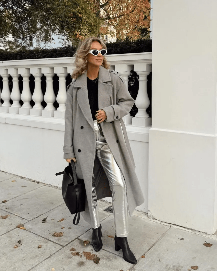 Daring Silver Leather Pants & Ankle Boots