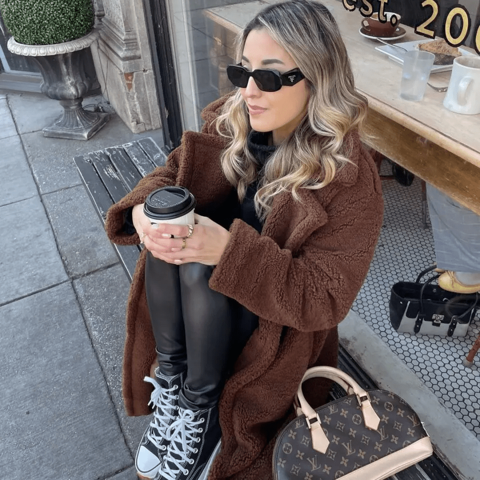 Leather Leggings & Teddy Coat Combo