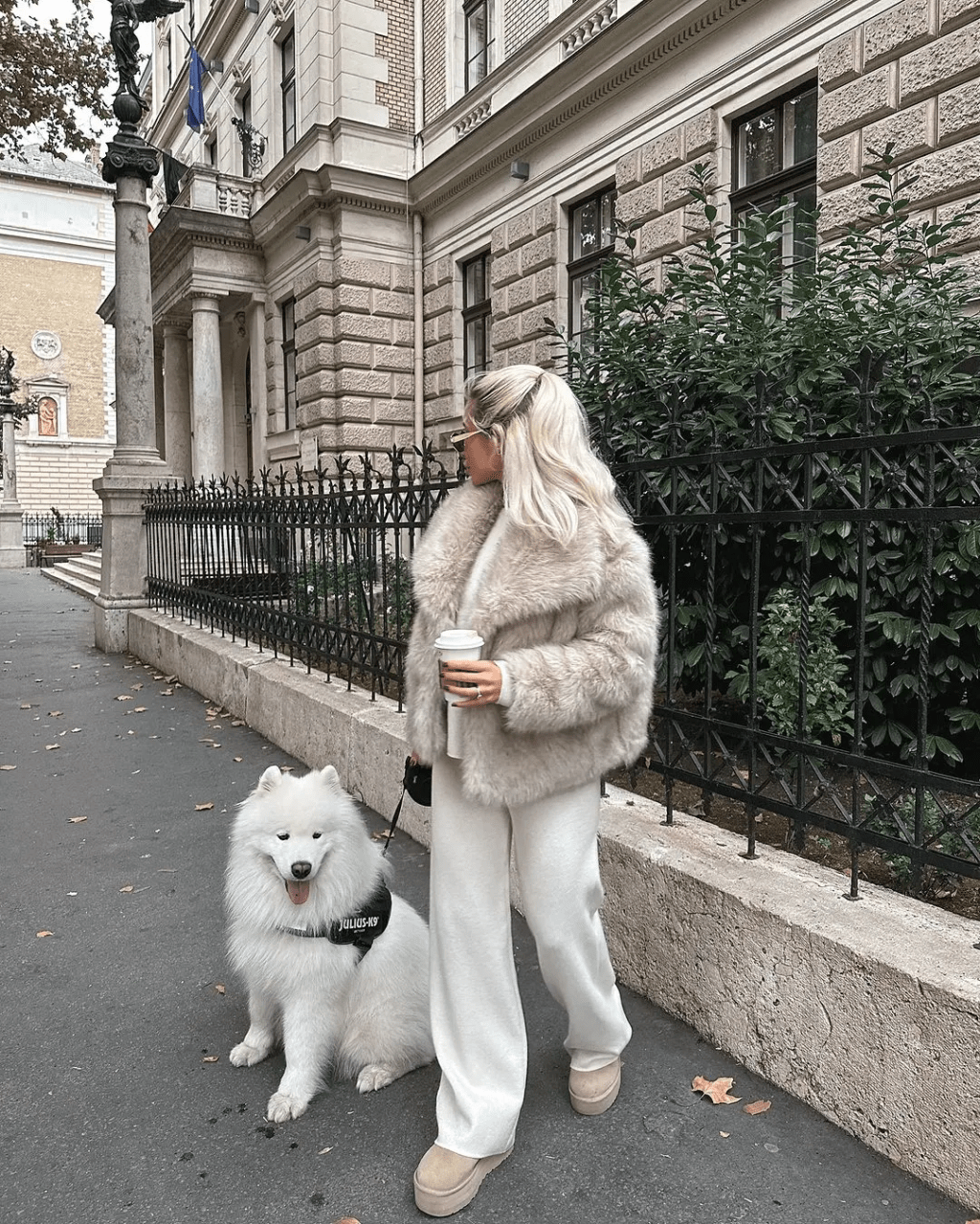 Luxe Meets Laid-Back: Faux Fur Jacket and Wide-Leg Sweatpants