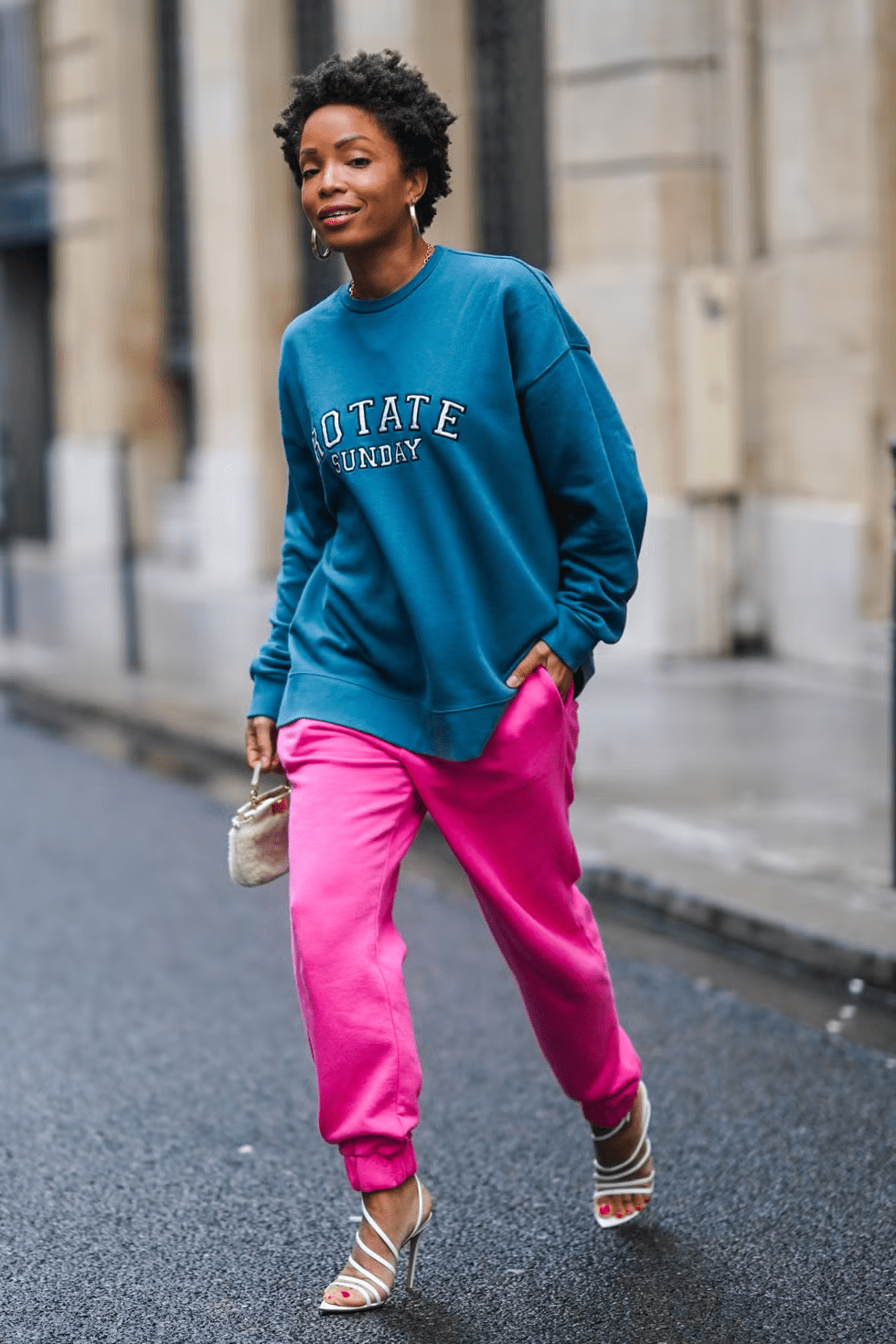 Keep It Cool with a Logo Sweatshirt and Heels