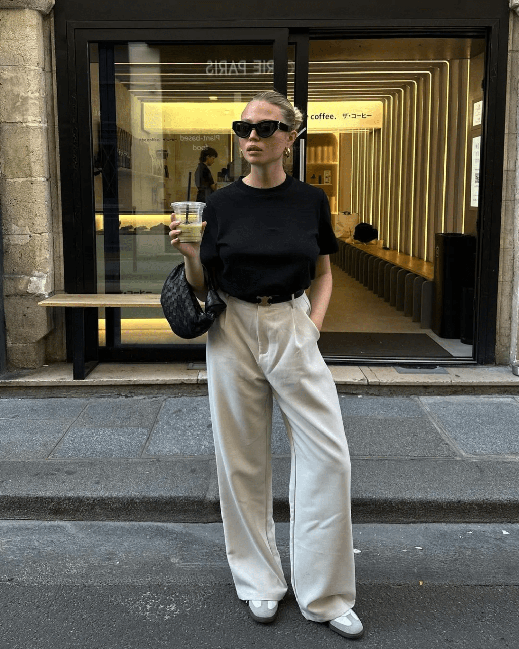 Black T-Shirt + Beige Trouser