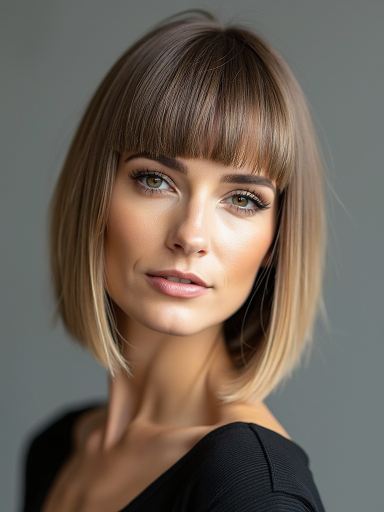 20. Long Bob with Angled Bangs